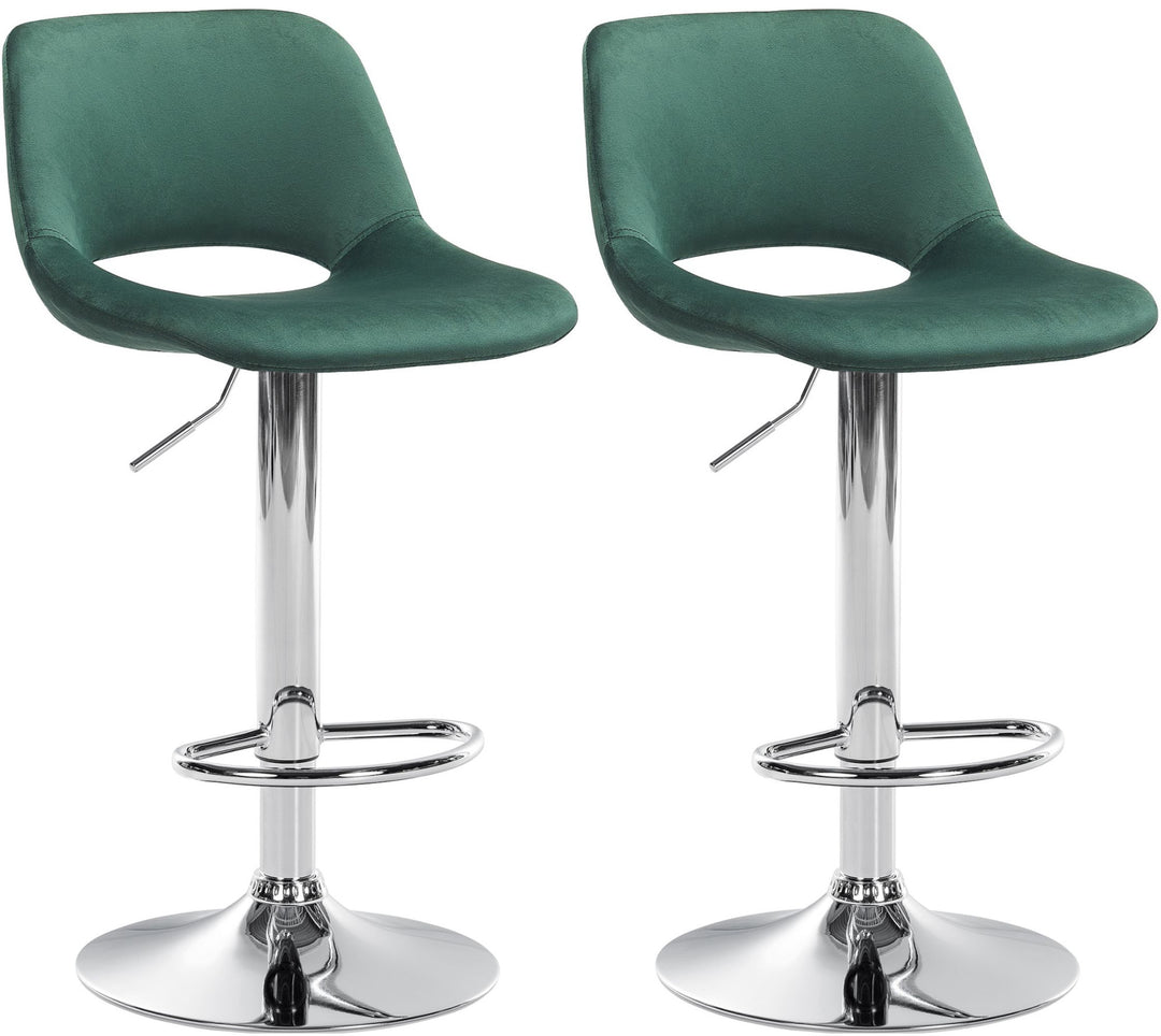 Set da 2 Sgabelli da Bar 106 Velluto Verde