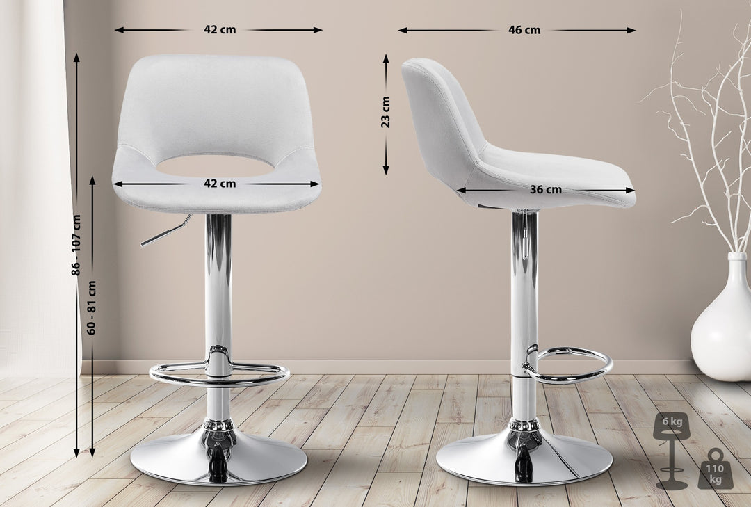Set da 2 Sgabelli da Bar 106 Velluto Grigio chiaro - immagine 2