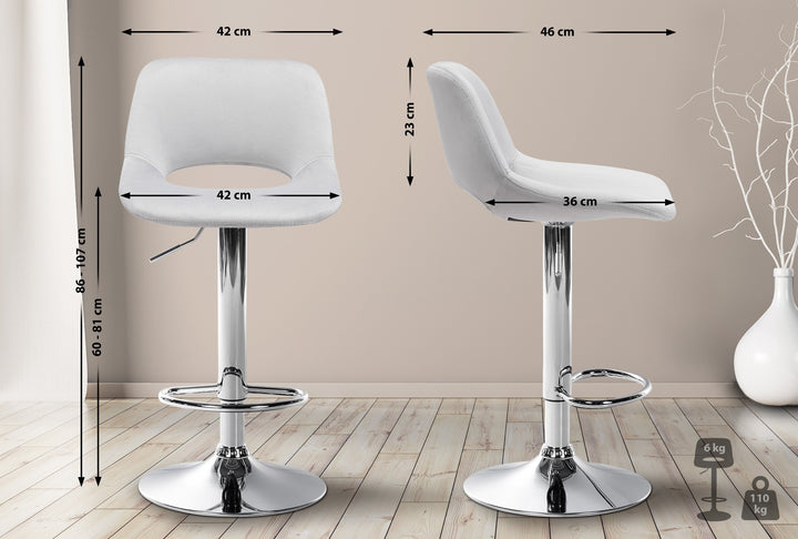 Set da 2 Sgabelli da Bar 106 Velluto Grigio chiaro - immagine 2