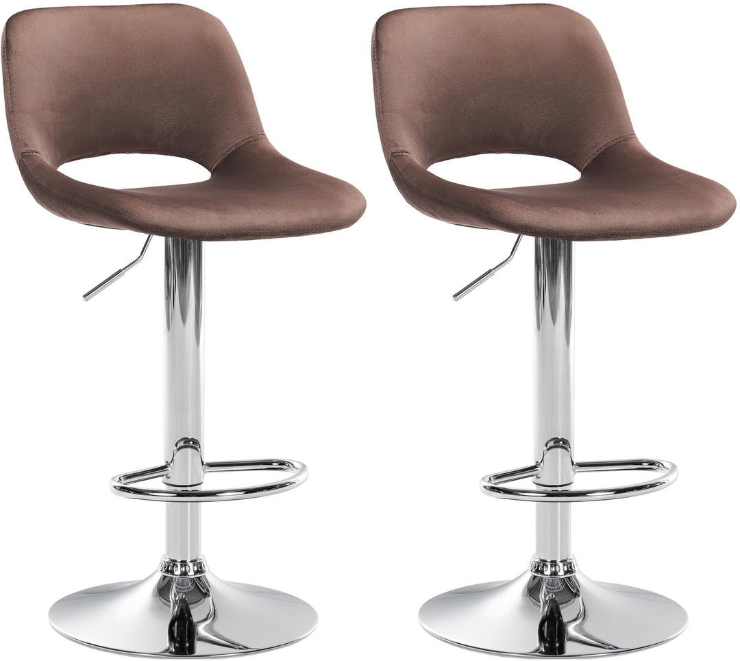 Set da 2 Sgabelli da Bar 106 Velluto Marrone