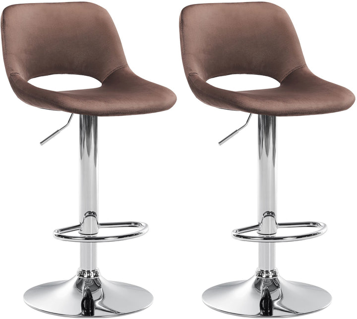 Set da 2 Sgabelli da Bar 106 Velluto Marrone