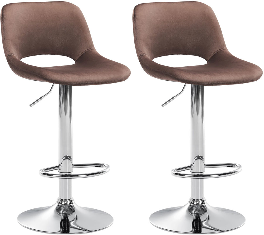 Set da 2 Sgabelli da Bar 106 Velluto Marrone