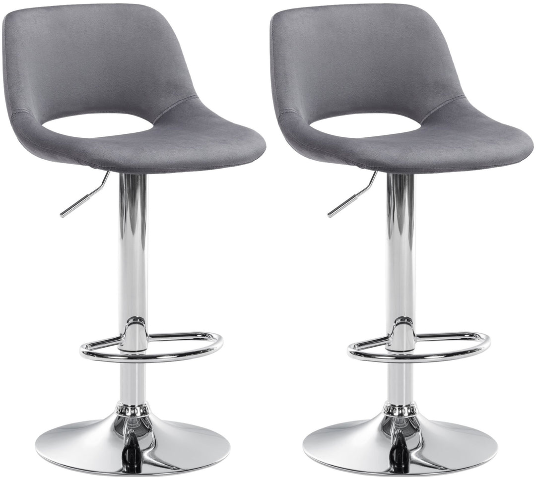 Set da 2 Sgabelli da Bar 106 Velluto Grigio scuro
